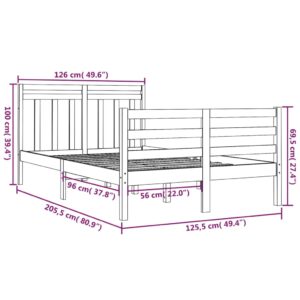 Πλαίσιο Κρεβατιού Γκρι 120 x 200 εκ. από Μασίφ Ξύλο