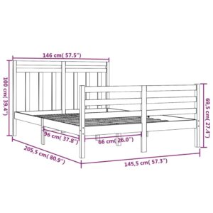 Πλαίσιο Κρεβατιού Γκρι 140x200 εκ. από Μασίφ Ξύλο