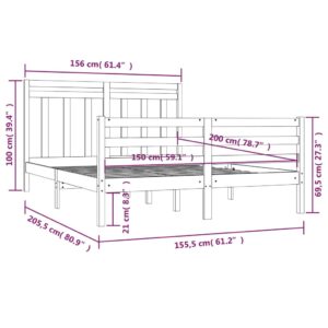 Πλαίσιο Κρεβατιού 150 x 200 εκ. από Μασίφ Ξύλο 5FT King Size