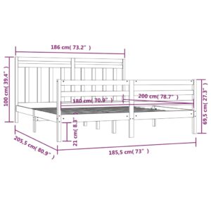 Πλαίσιο Κρεβατιού 180 x 200 εκ. από Μασίφ Ξύλο 6FT Super King