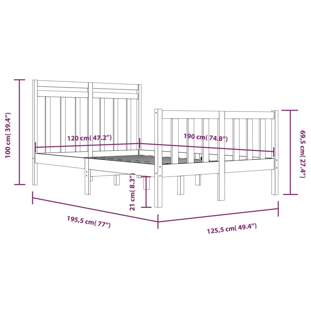 Πλαίσιο Κρεβατιού 120 x 190 εκ. από Μασίφ Ξύλο 4FT Small Double