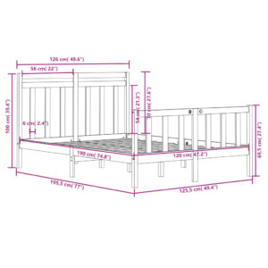 Πλαίσιο Κρεβατιού Γκρι 120x190 εκ. Μασίφ Ξύλο 4FT Small Double