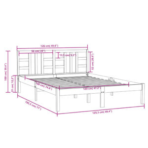 Πλαίσιο Κρεβατιού Γκρι 120x190 εκ. Μασίφ Ξύλο 4FT Small Double