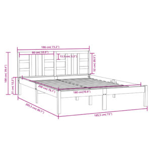 Πλαίσιο Κρεβατιού Μελί 180 x 200 εκ. Μασίφ Ξύλο 6FT Super King