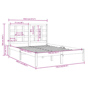 Πλαίσιο Κρεβατιού 150 x 200 εκ. από Μασίφ Ξύλο 5FT King Size