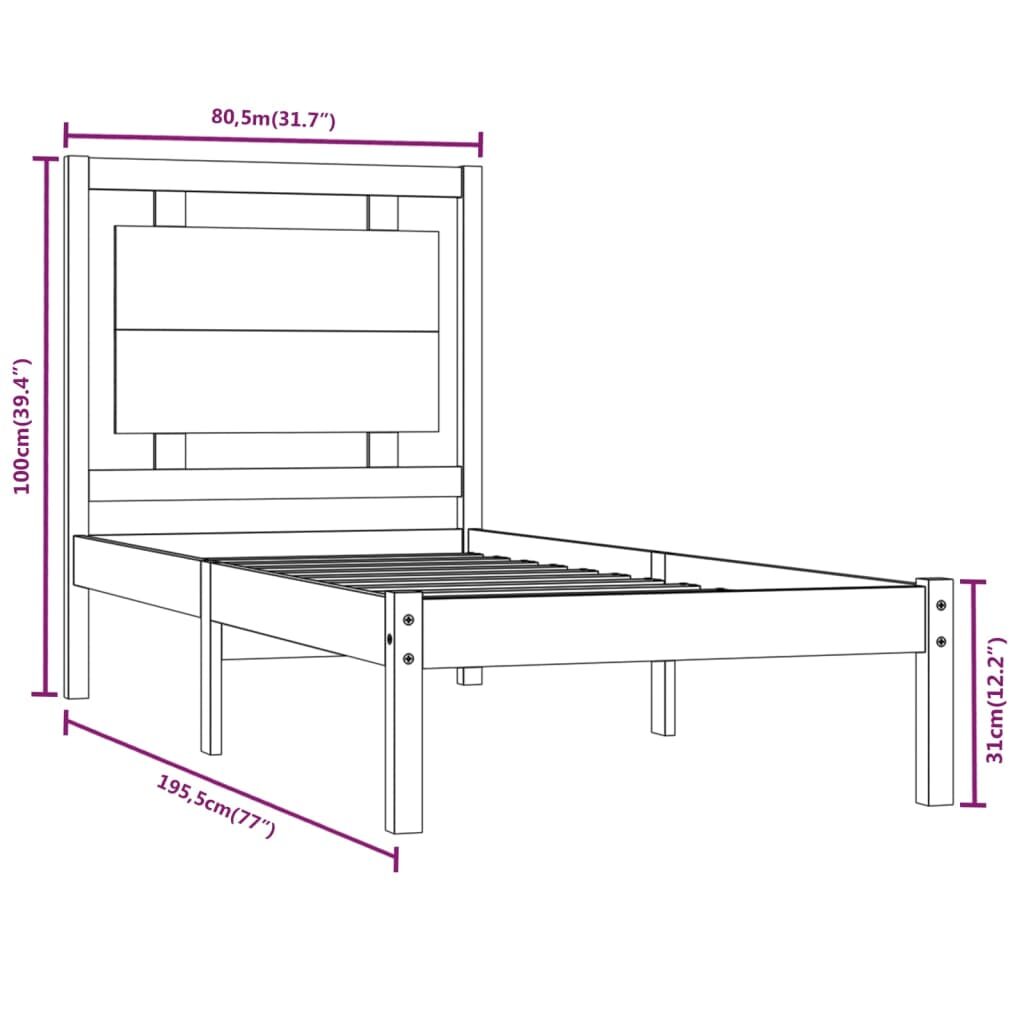 Πλαίσιο Κρεβατιού Μελί 75x190 εκ. Μασίφ Ξύλο 2FT6 Small Single