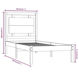 Πλαίσιο Κρεβατιού Μελί 75x190 εκ. Μασίφ Ξύλο 2FT6 Small Single