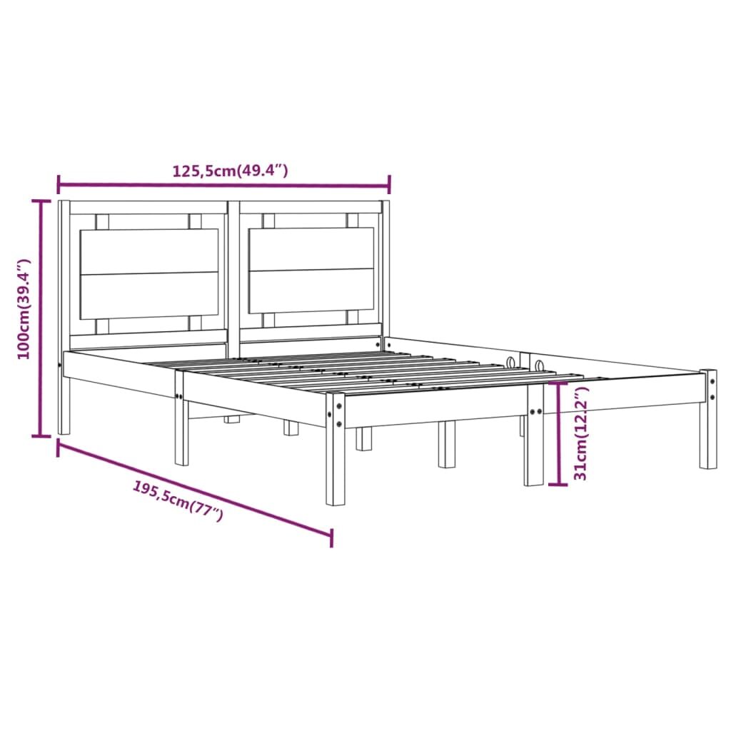 Πλαίσιο Κρεβατιού Μαύρο 120x190 εκ. Μασίφ Ξύλο 4FT Small Double