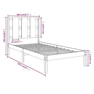 Πλαίσιο Κρεβατιού Γκρι 75x190 εκ. Μασίφ Ξύλο 2FT6 Small Single