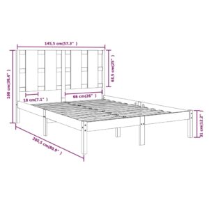 Πλαίσιο Κρεβατιού Γκρι 140x200 εκ. από Μασίφ Ξύλο Πεύκου