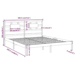 Πλαίσιο Κρεβατιού Λευκό 180 x 200 εκ. Μασίφ Ξύλο 6FT Super King