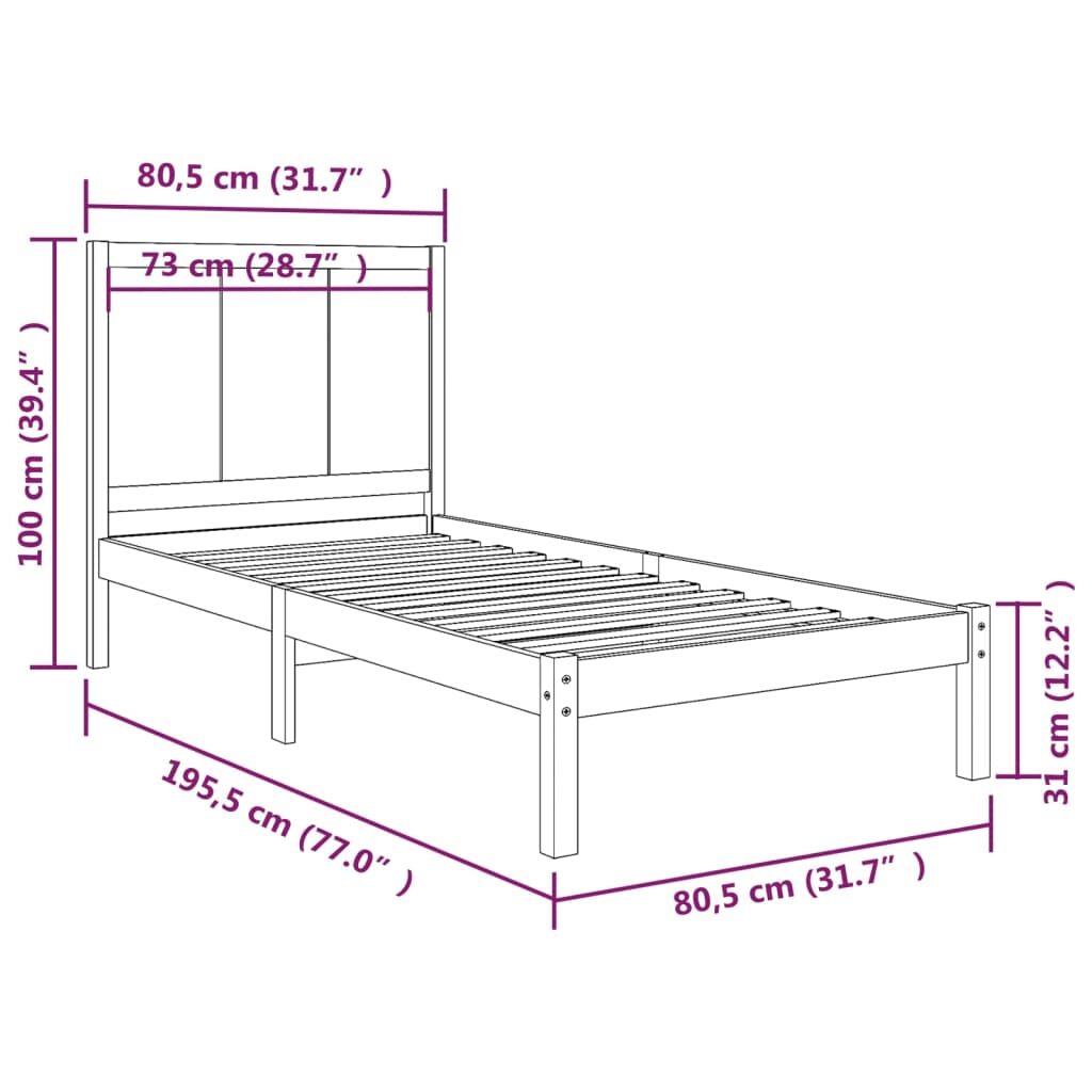 Πλαίσιο Κρεβατιού 75x190 εκ. από Μασίφ Πεύκο 2FT6 Small Single