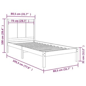 Πλαίσιο Κρεβατιού 75x190 εκ. από Μασίφ Πεύκο 2FT6 Small Single