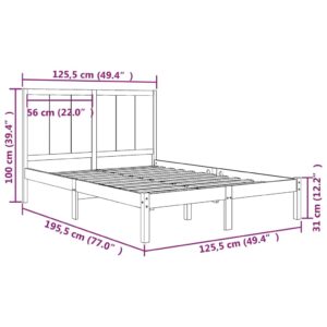 Πλαίσιο Κρεβατιού 120x190 εκ Μασίφ Ξύλο Πεύκου 4FT Small Double