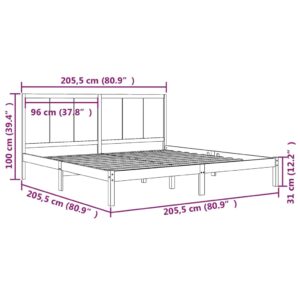 Πλαίσιο Κρεβατιού Καφέ Μελί 200 x 200 εκ. από Μασίφ Ξύλο Πεύκου