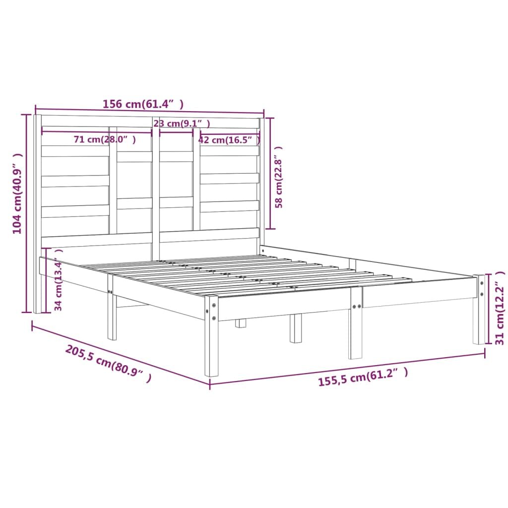 Πλαίσιο Κρεβατιού 150 x 200 εκ. από Μασίφ Ξύλο 5FT King Size