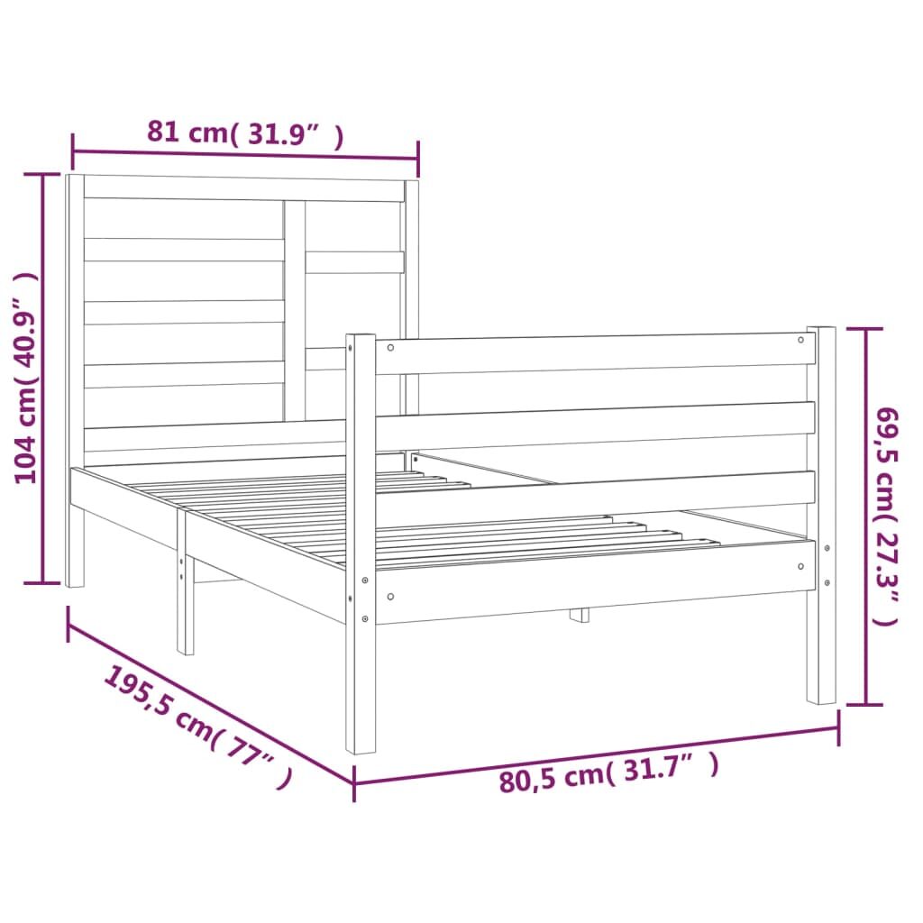 Πλαίσιο Κρεβατιού 75x190 εκ. από Μασίφ Ξύλο 2FT6 Small Single