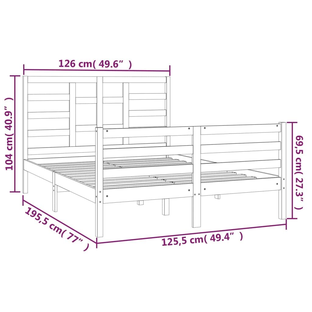 Πλαίσιο Κρεβατιού Γκρι 120x190 εκ Ξύλο Πεύκου 4FT Small Double