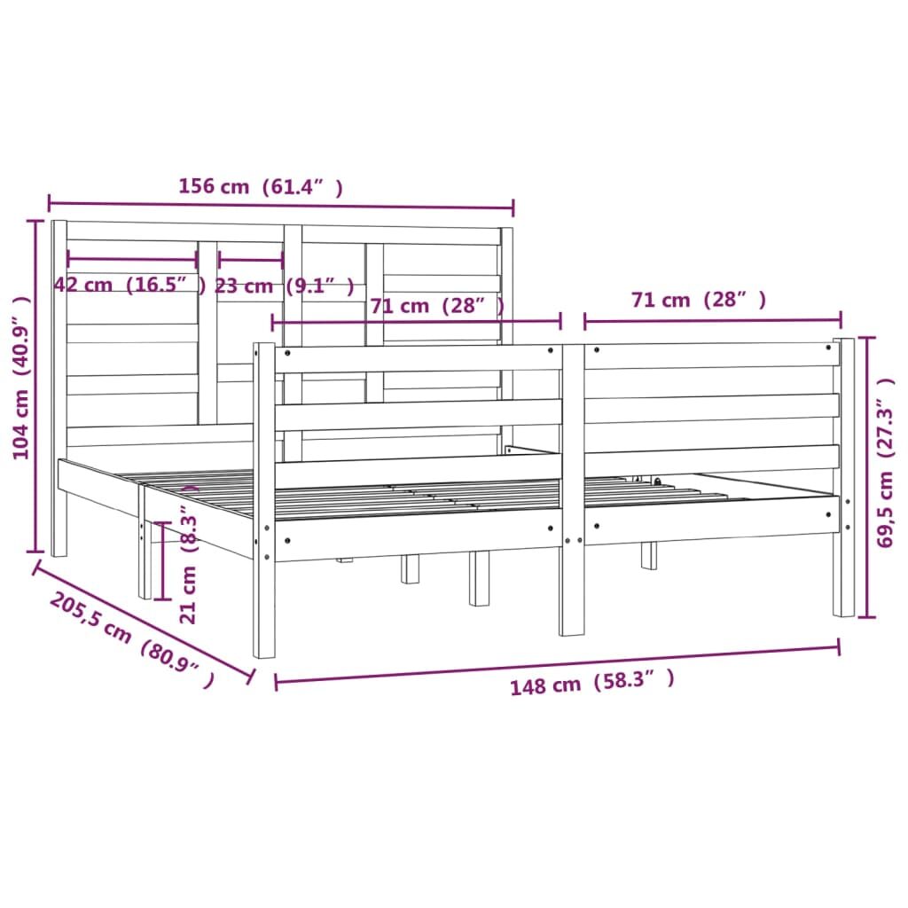 Πλαίσιο Κρεβατιού 150 x 200 εκ. από Μασίφ Ξύλο 5FT King Size