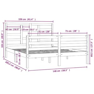 Πλαίσιο Κρεβατιού 150 x 200 εκ. από Μασίφ Ξύλο 5FT King Size