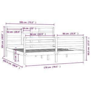 Πλαίσιο Κρεβατιού 180 x 200 εκ. από Μασίφ Ξύλο 6FT Super King