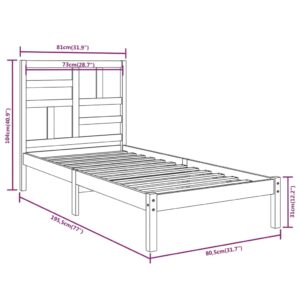 Πλαίσιο Κρεβατιού Γκρι 75x190 εκ. Μασίφ Ξύλο 2FT6 Small Single