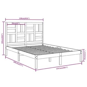 Πλαίσιο Κρεβατιού Γκρι 120x190 εκ. Μασίφ Ξύλο 4FT Small Double