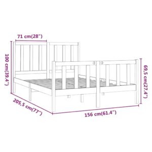 Πλαίσιο Κρεβατιού Γκρι 150x200 εκ. Μασίφ Πεύκο 5FT King Size