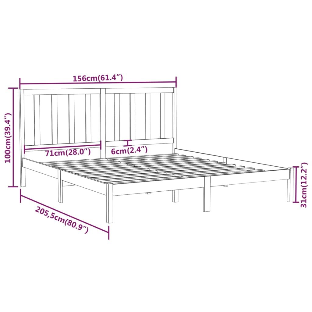 Πλαίσιο Κρεβατιού 150 x 200 εκ. από Μασίφ Ξύλο 5FT King Size