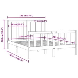 Πλαίσιο Κρεβατιού Καφέ Μελί 140 x 200 εκ. από Μασίφ Ξύλο