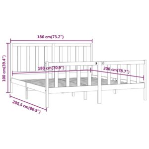 Πλαίσιο Κρεβατιού 180 x 200 εκ. από Μασίφ Ξύλο 6FT Super King