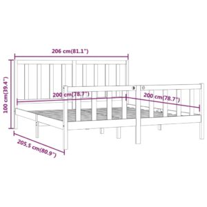 Πλαίσιο Κρεβατιού Καφέ Μελί 200 x 200 εκ. από Μασίφ Ξύλο