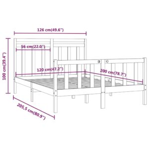 Πλαίσιο Κρεβατιού Καφέ Μελί 120 x 200 εκ. Μασίφ Ξύλο Πεύκου