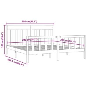 Πλαίσιο Κρεβατιού Καφέ Μελί 200 x 200 εκ. από Μασίφ Ξύλο Πεύκου