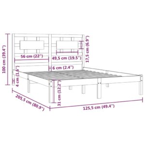 Πλαίσιο Κρεβατιού Καφέ Μελί 120 x 200 εκ. Μασίφ Ξύλο Πεύκου