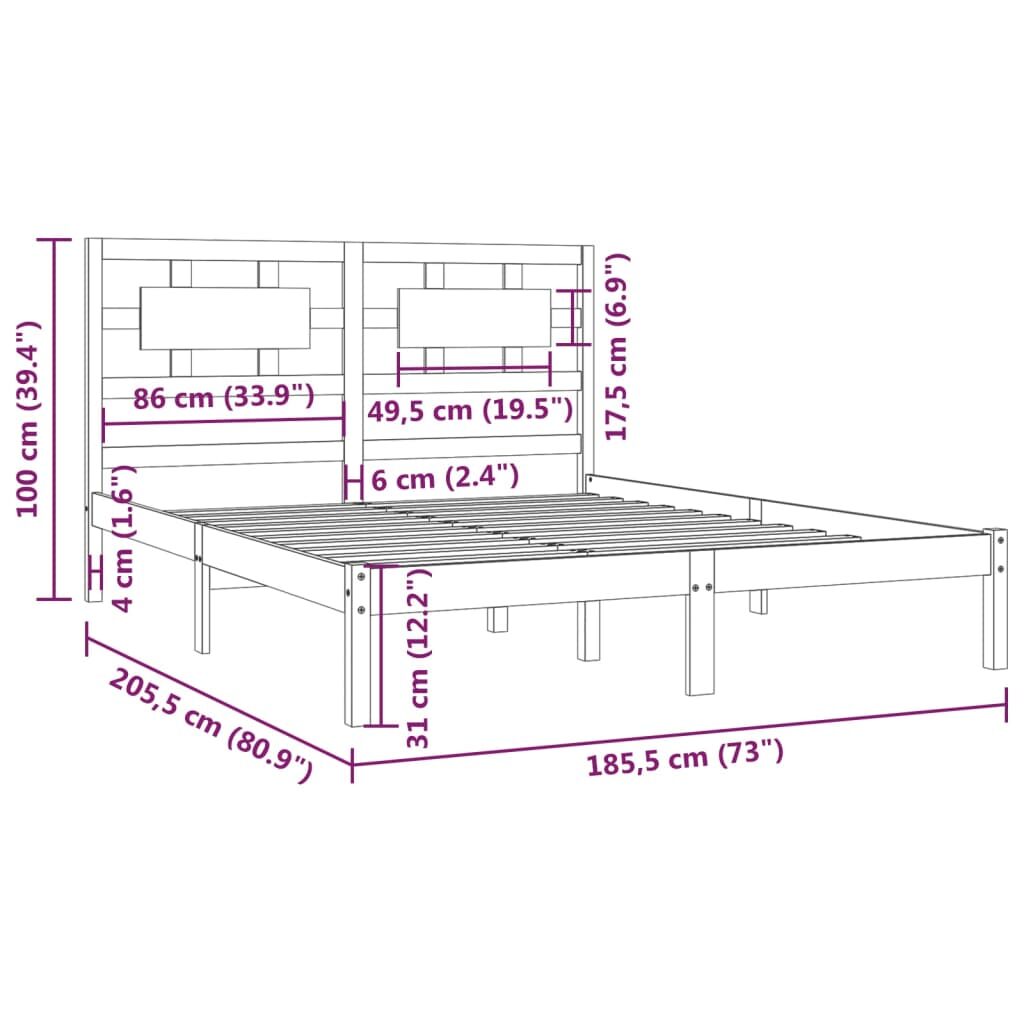 Πλαίσιο Κρεβατιού Γκρι 180x200 εκ. Μασίφ Πεύκο 6FT Super King