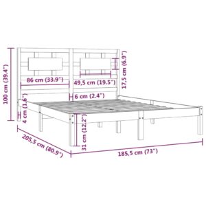 Πλαίσιο Κρεβατιού Γκρι 180x200 εκ. Μασίφ Πεύκο 6FT Super King