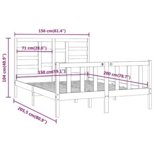 Πλαίσιο Κρεβατιού 150 x 200 εκ. από Μασίφ Ξύλο 5FT King Size