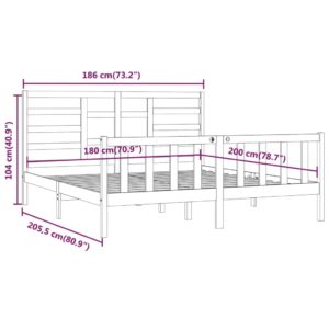 Πλαίσιο Κρεβατιού Λευκό 180 x 200 εκ Ξύλο Πεύκου 6FT Super King