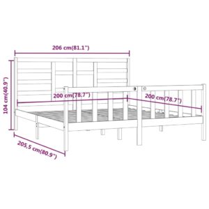 Πλαίσιο Κρεβατιού 200 x 200 εκ. από Μασίφ Ξύλο Πεύκου