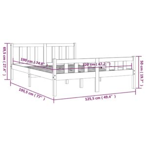 Πλαίσιο Κρεβατιού Γκρι 120x190 εκ. Μασίφ Ξύλο 4FT Small Double