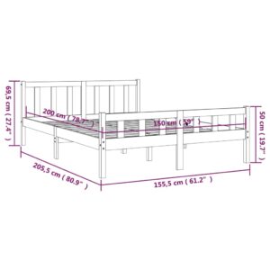 Πλαίσιο Κρεβατιού Λευκό 150 x 200 εκ. Μασίφ Ξύλο 5FT King Size