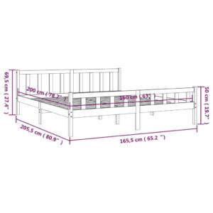 Πλαίσιο Κρεβατιού Γκρι 160 x 200 εκ. από Μασίφ Ξύλο