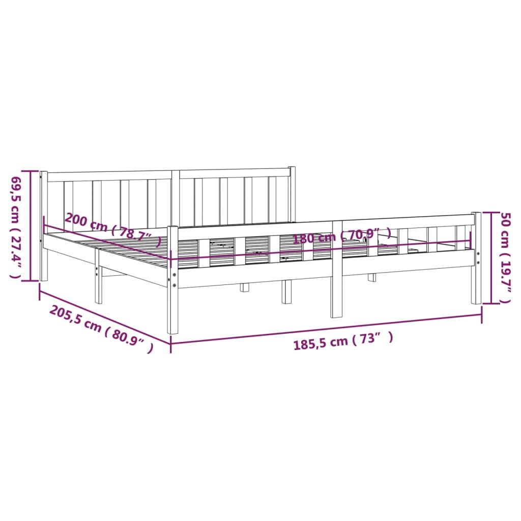 Πλαίσιο Κρεβατιού Μελί 180 x 200 εκ. Μασίφ Ξύλο 6FT Super King