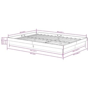 Πλαίσιο Κρεβατιού Γκρι 150 x 200 εκ. από Μασίφ Ξύλο 5FT King