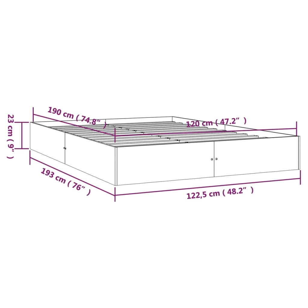 Πλαίσιο Κρεβατιού Γκρι 120x190 εκ. Μασίφ Ξύλο 4FT Small Double