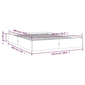 Πλαίσιο Κρεβατιού Γκρι 120x190 εκ. Μασίφ Ξύλο 4FT Small Double