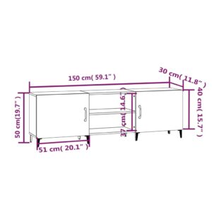 Έπιπλο Τηλεόρασης Γυαλ. Λευκό150x30x50εκ.Επεξεργασμένο Ξύλο