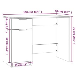 Γραφείο Καφέ Δρυς 100x50x75 εκ. από Επεξεργασμένο Ξύλο