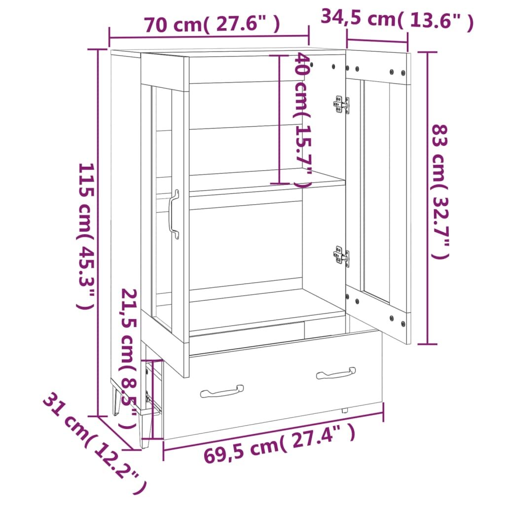 Ντουλάπα Καπνιστή δρυς 70 x 31 x 115 εκ. από Επεξεργασμένο Ξύλο